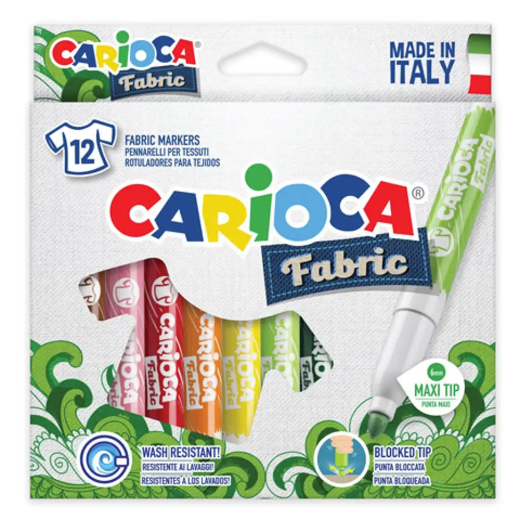 imagen de Juego de rotuladores textiles 12ud - Carioca 1