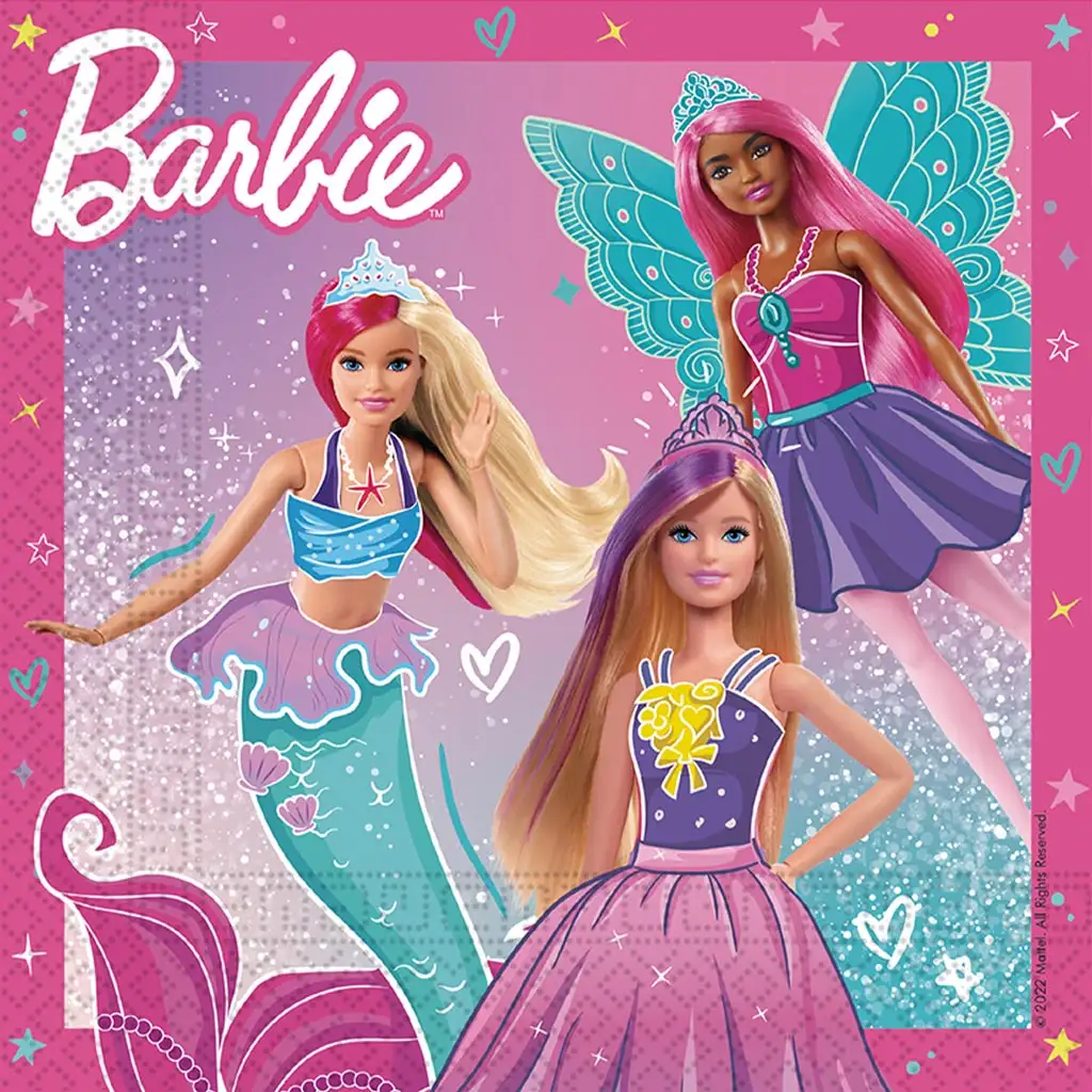 imagen de Juego de servilletas de papel de Barbie – 2 capas, 33x33 cm, 20 unidades 1