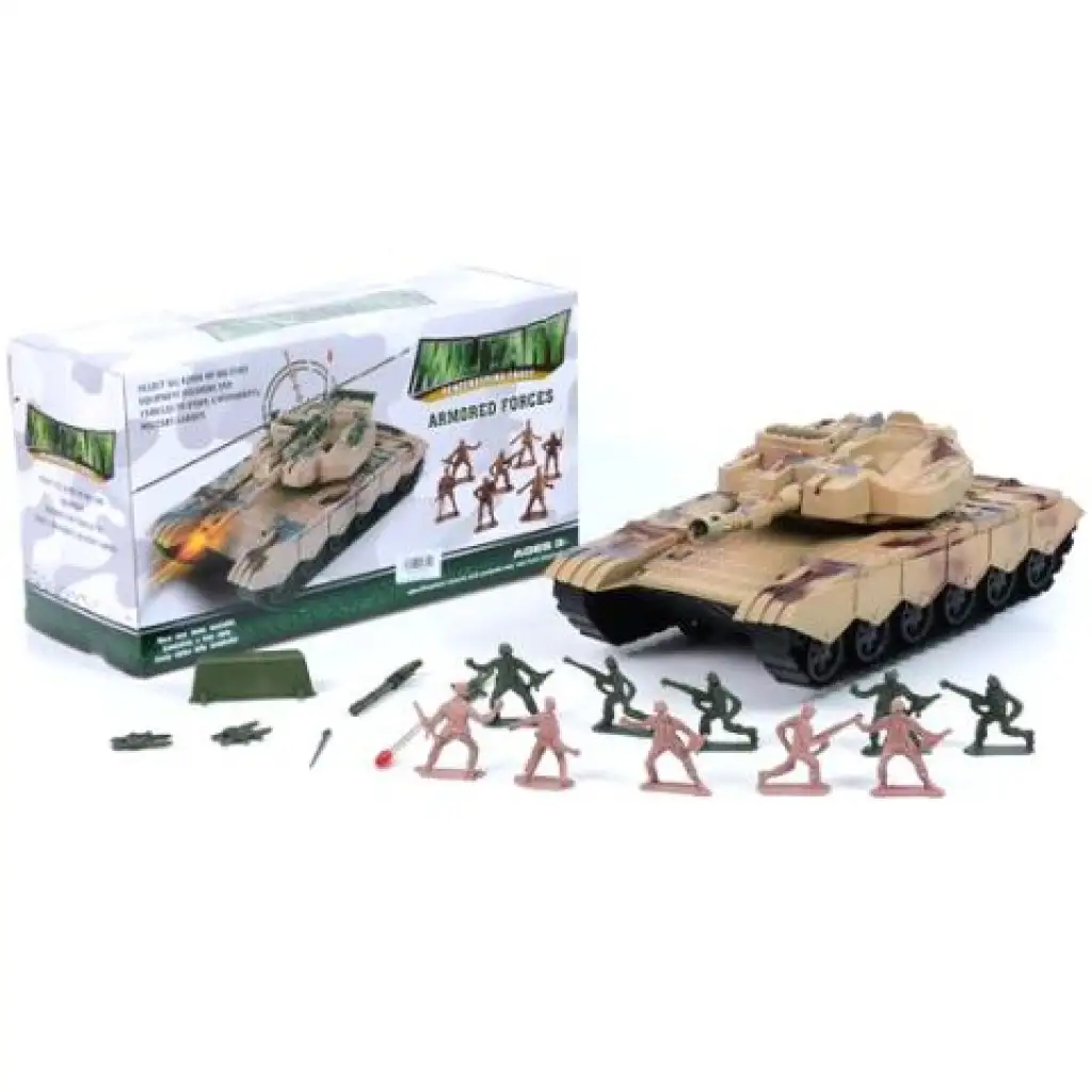 imagen de Juego de tanque con soldados y accesorios en color desértico 1