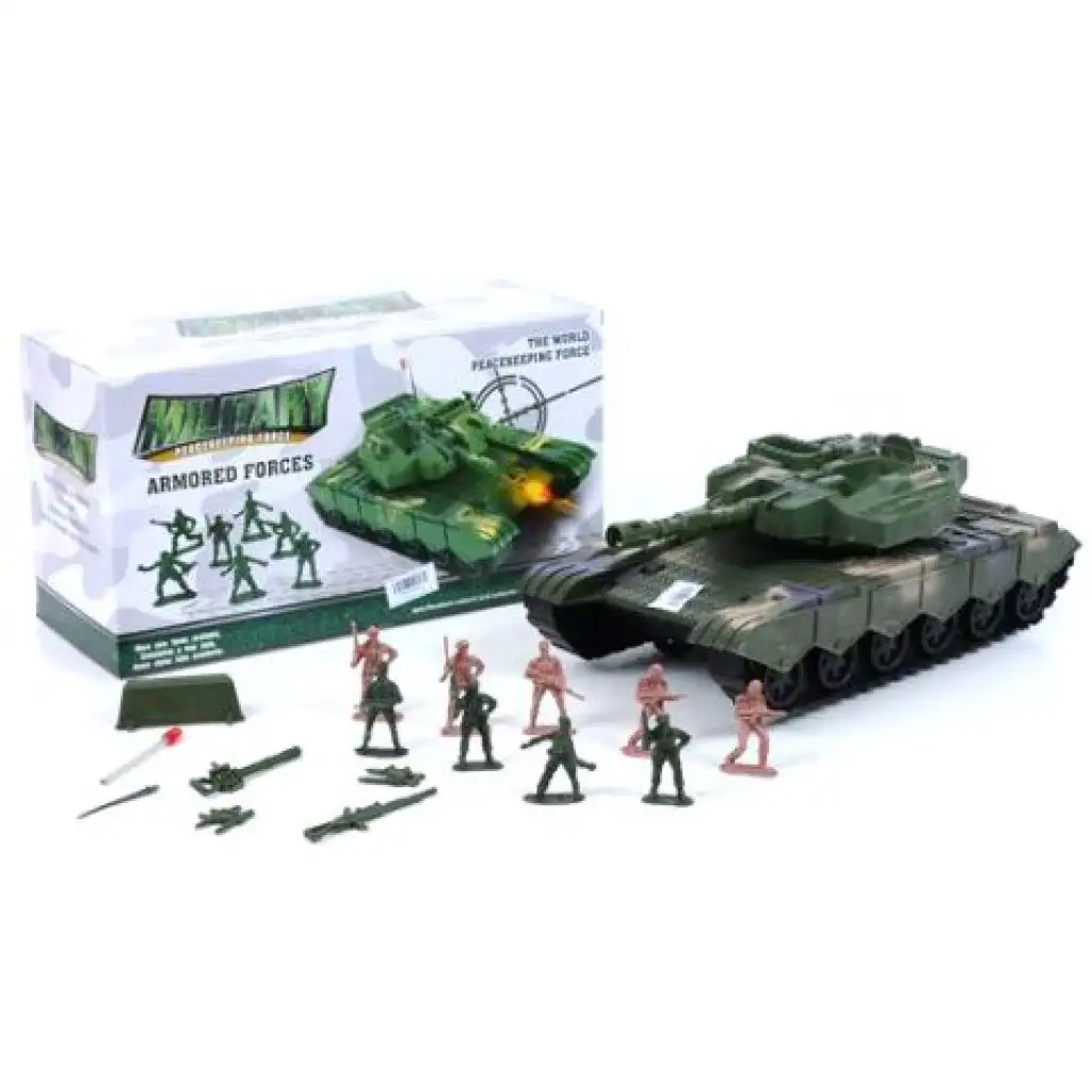 imagen de Juego de tanque con soldados y accesorios en color verde 1