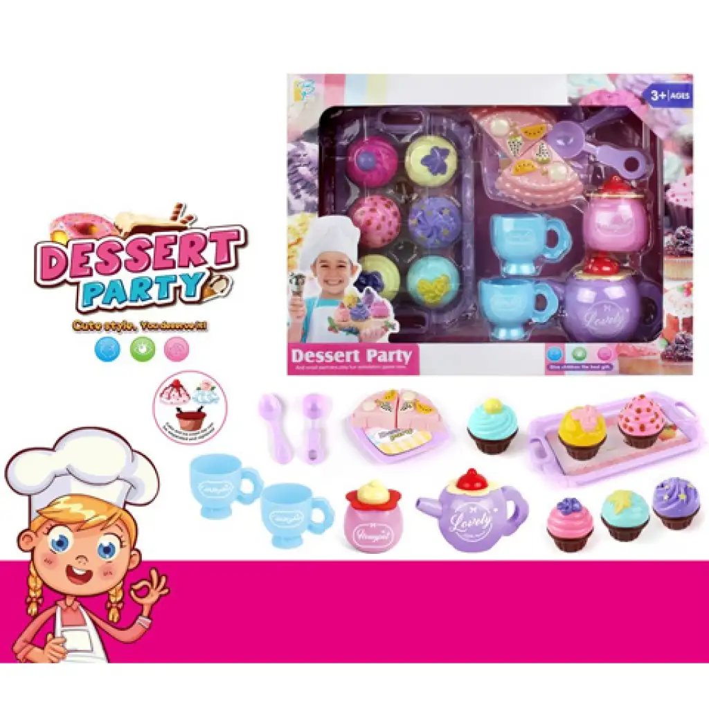 imagen de Juego de té y pasteles de plástico con accesorios 2