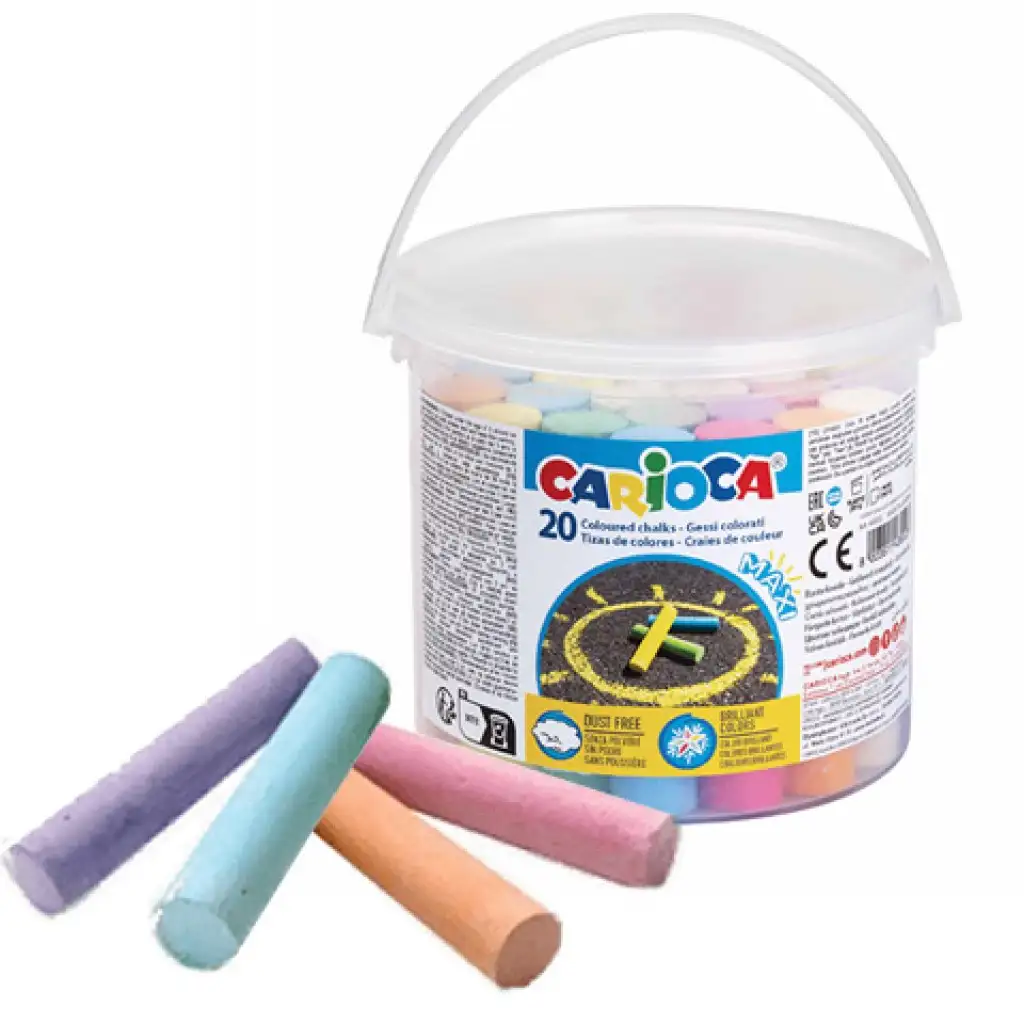 imagen de Juego de tizas de colores de 20 piezas en cubo - Carioca 1