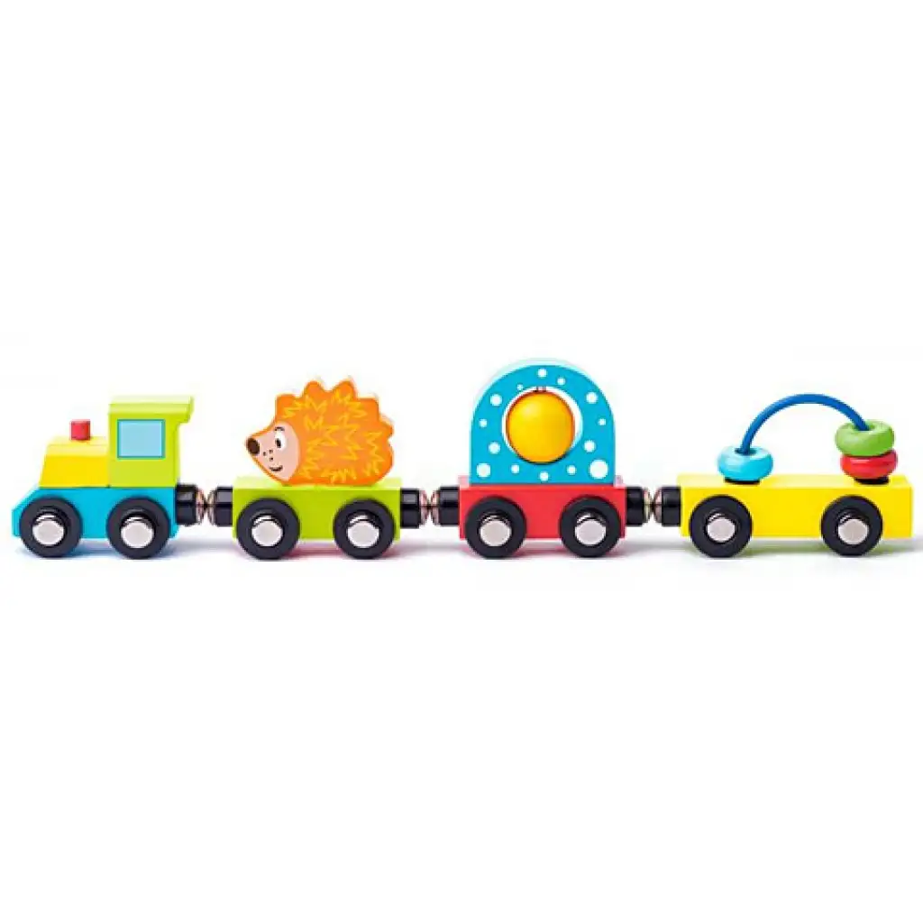 imagen de Juego de tren de madera de colores 4 piezas - Woodyland 1