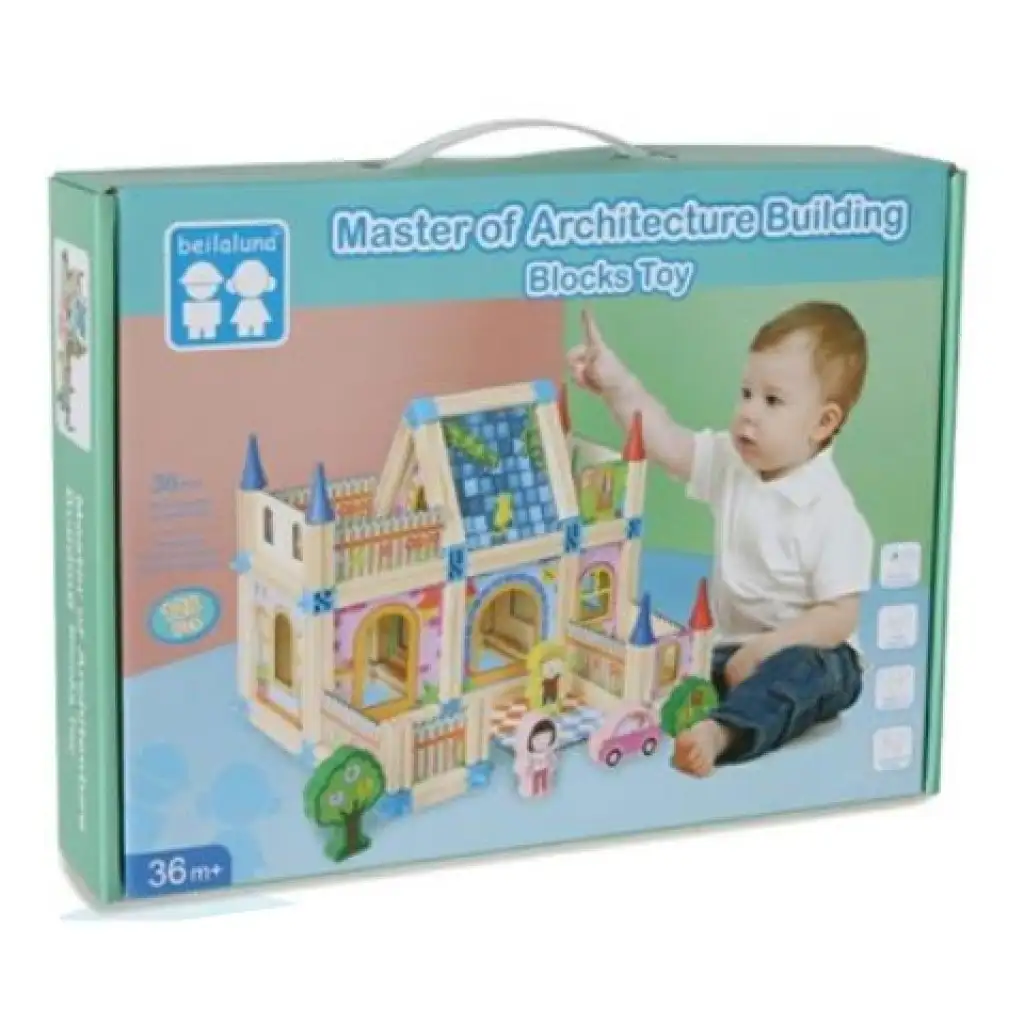 imagen de Juego de villa de madera colorido con accesorios 1