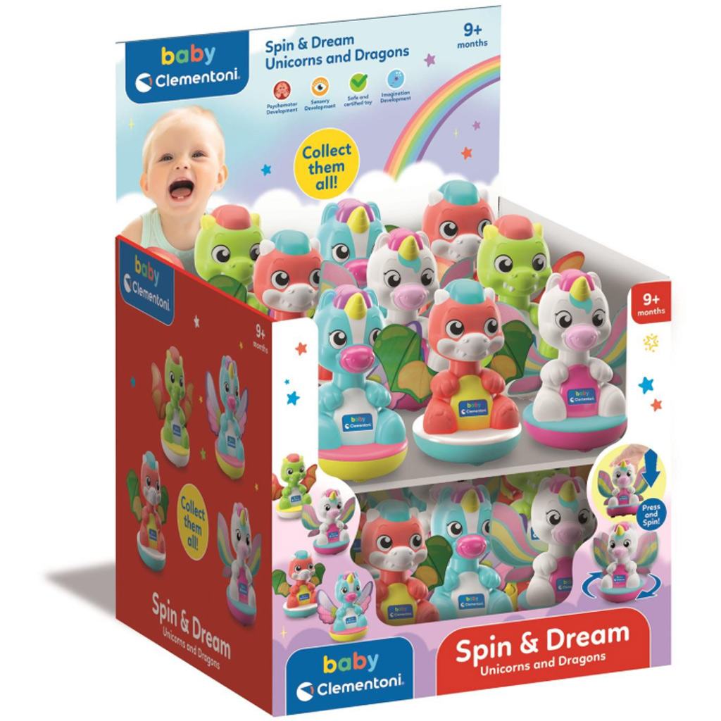 imagen de Juguete de bebé Spin & Dream unicornio y dragón 1ud - Clementoni 1