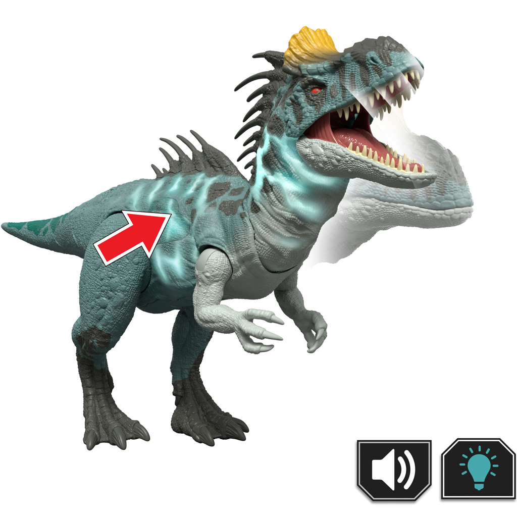 imagen de Jurassic World: Dinosaurio Cryolophosaurus atacante con sonido y luz – Mattel 2