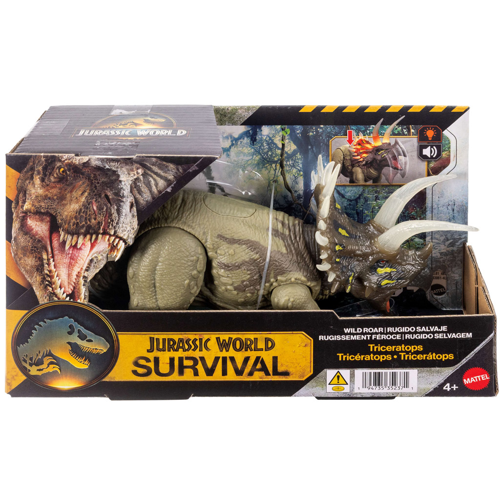 imagen de Jurassic World: Dinosaurio Triceratops atacante con sonido y luz – Mattel 1