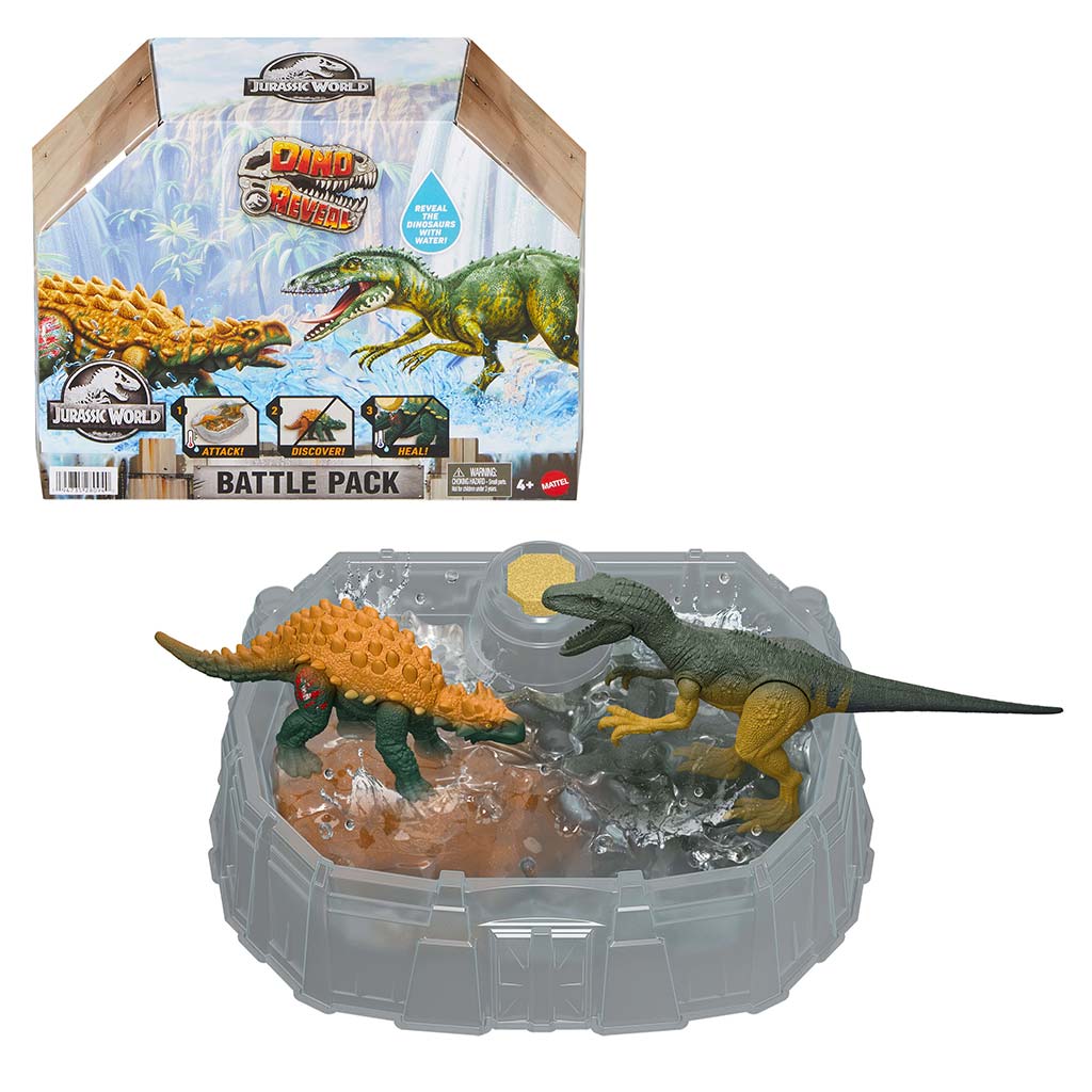 imagen de Jurassic World: Paquete de Batalla de Revelación de Dinosaurios 2 piezas con dinosaurios - Mattel 1