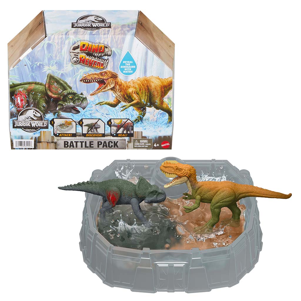 imagen de Jurassic World: Paquete de Batalla de Revelación de Dinosaurios con 2 figuras de dinosaurios - Mattel 1