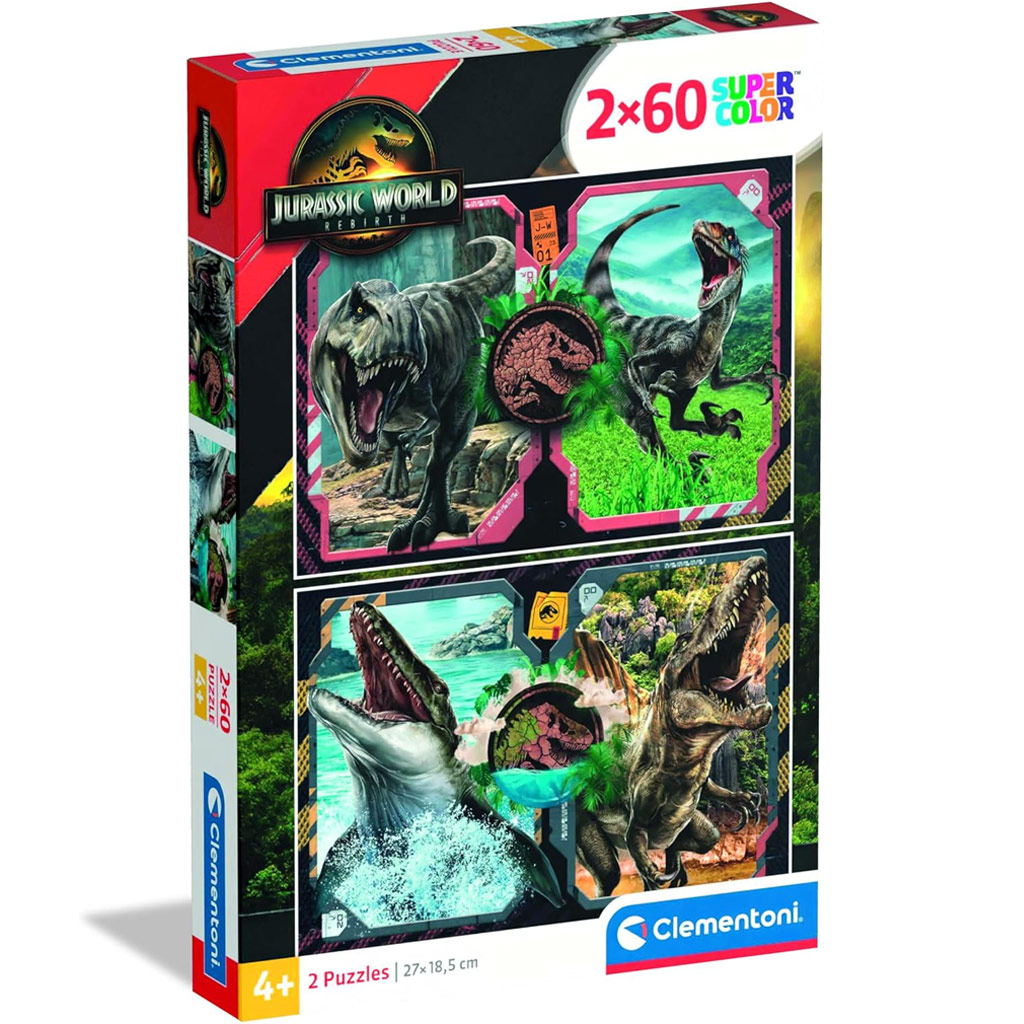 imagen de Jurassic World renacimiento 2x60 piezas Supercolor puzzle - Clementoni 1