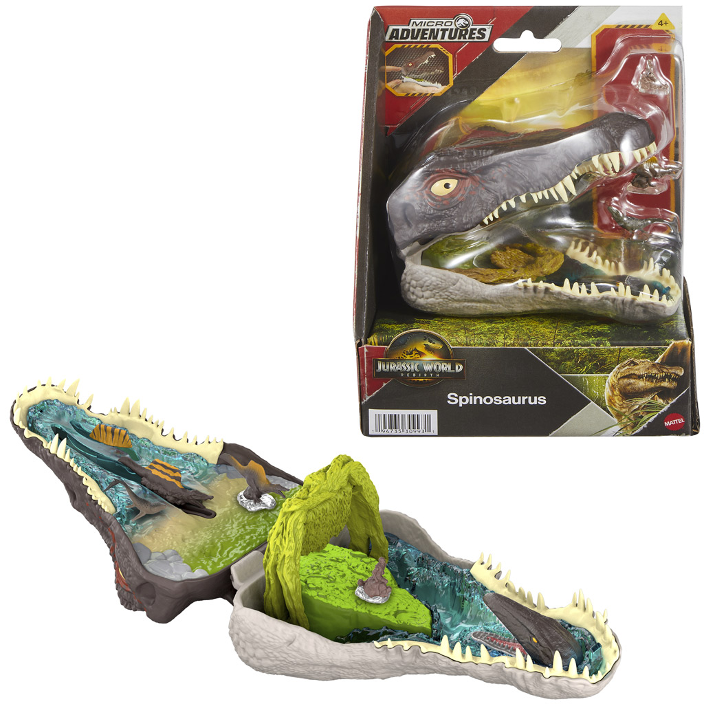imagen de Jurassic World: Renacimiento Micro Adventures Spinosaurus mini set de juego - Mattel 1