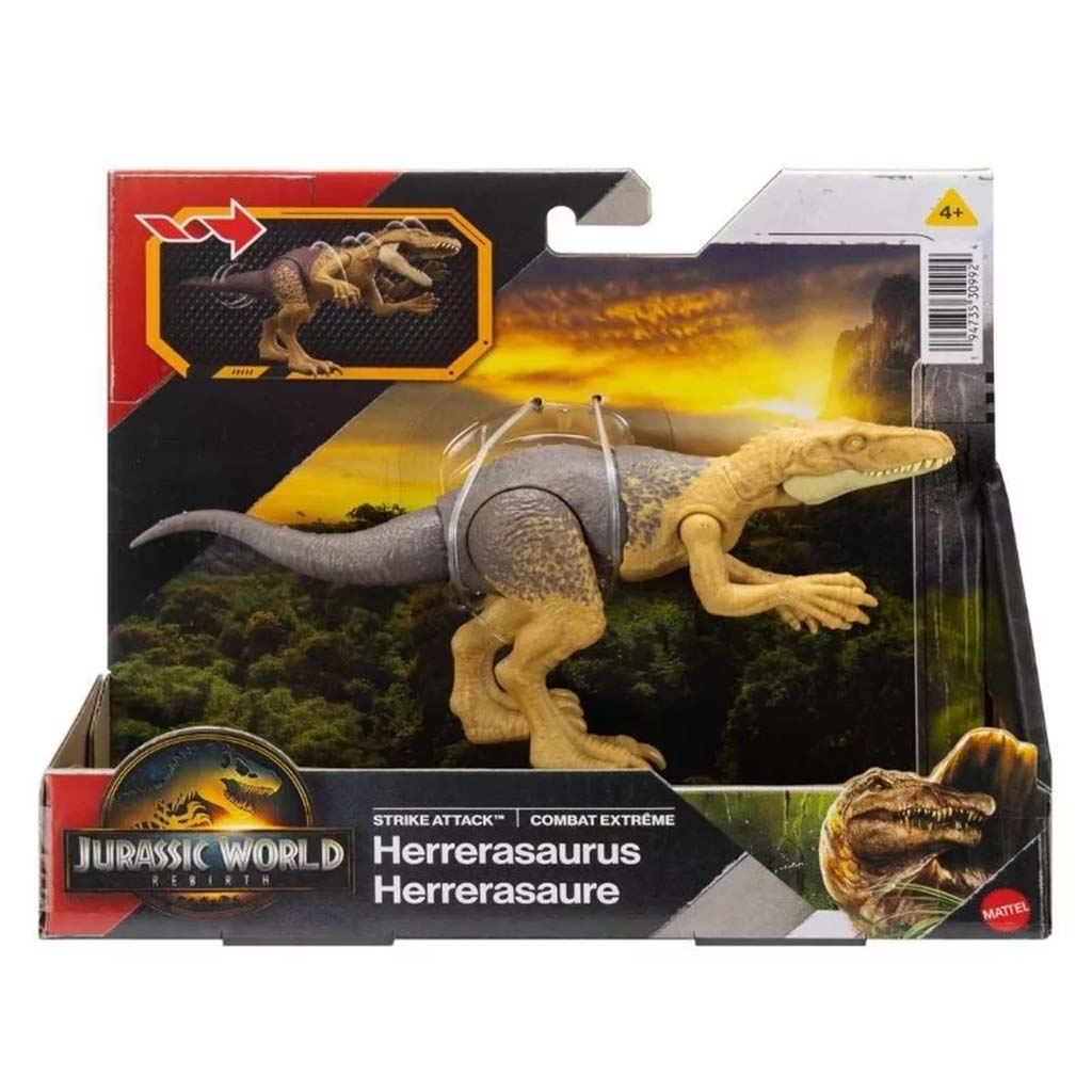imagen de Jurassic World: Renacimiento Strike Attack Herrerasaurus figura de dinosaurio atacante - Mattel 1