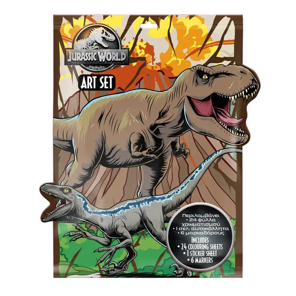 imagen de Jurassic World: Set de colorear con pegatinas y 6 rotuladores 1