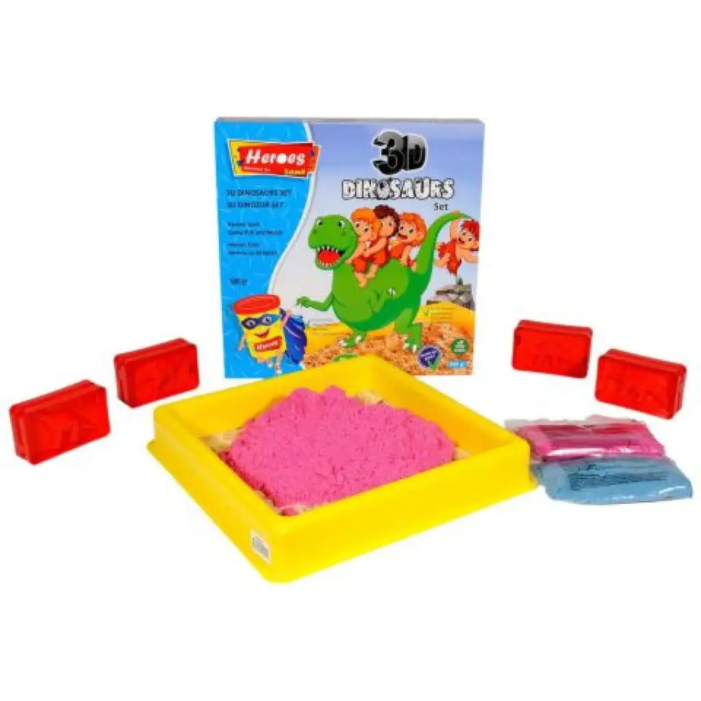 imagen de Kinetic Sand: Set de arena cinética de héroes de dinosaurios o ponis con accesorios de 500g 2