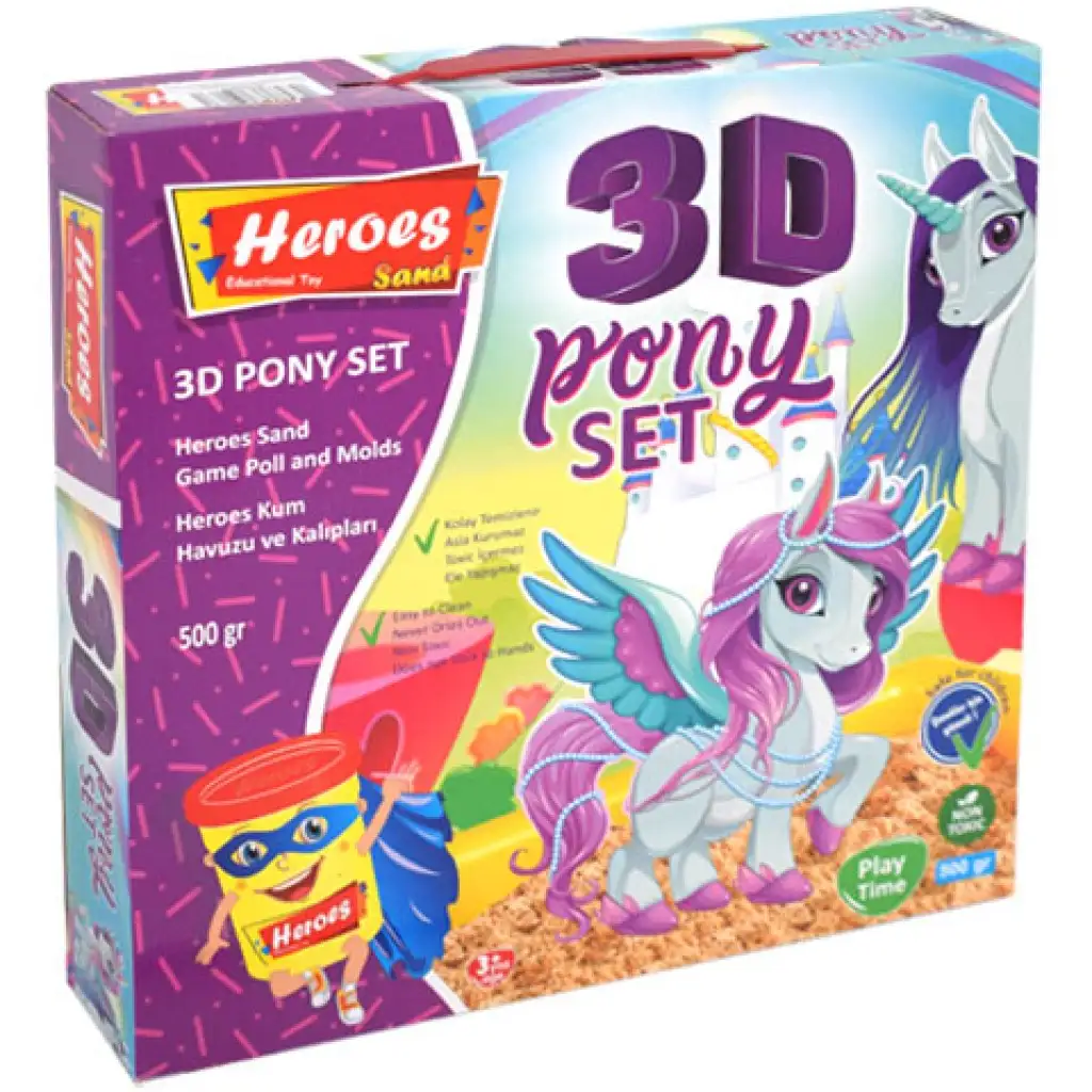 imagen de Kinetic Sand: Set de arena cinética de héroes de dinosaurios o ponis con accesorios de 500g 3