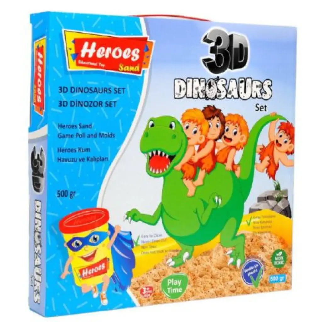 imagen de Kinetic Sand: Set de arena cinética de héroes de dinosaurios o ponis con accesorios de 500g 1
