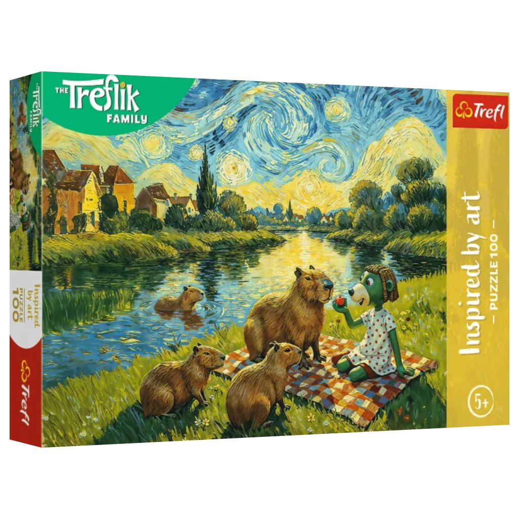 imagen de La familia Treflik: Alimentación de capibaras puzzle de 100 piezas – Trefl 1