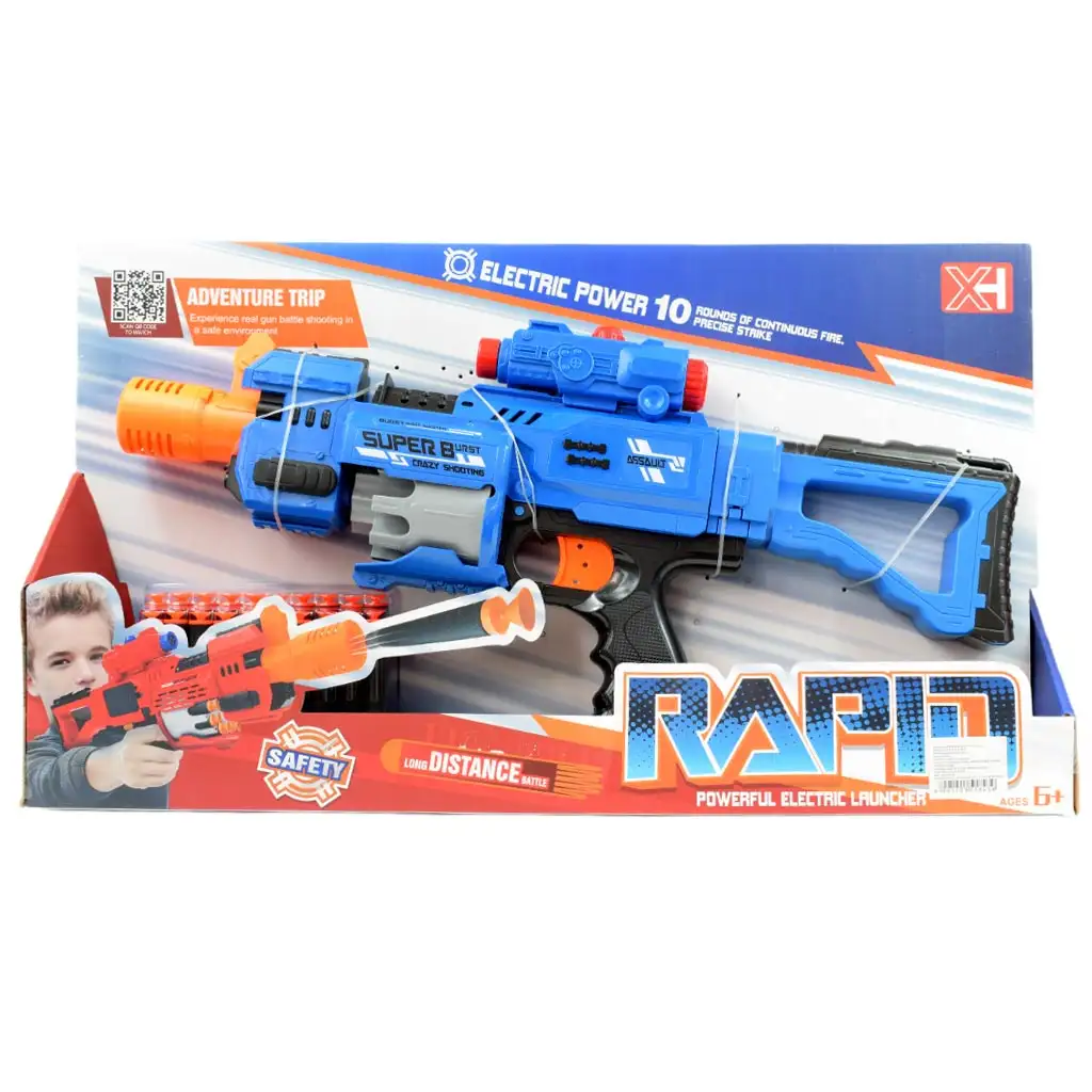 imagen de Lanzador Rápido: Arma de dardos de esponja con cargador rotativo eléctrico 20 balas de dardos 49cm 8