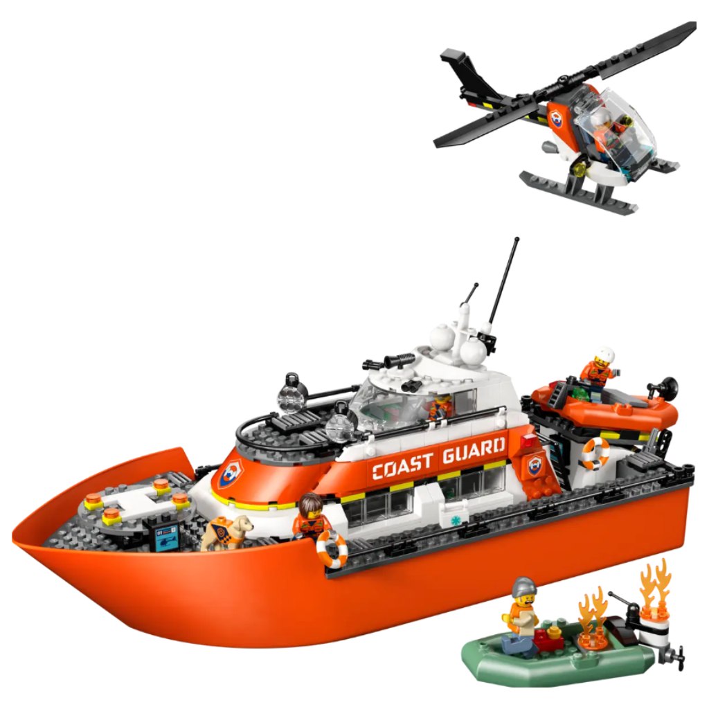 imagen de LEGO® City: Barco de rescate y helicóptero de la policía fluvial (60504) 2