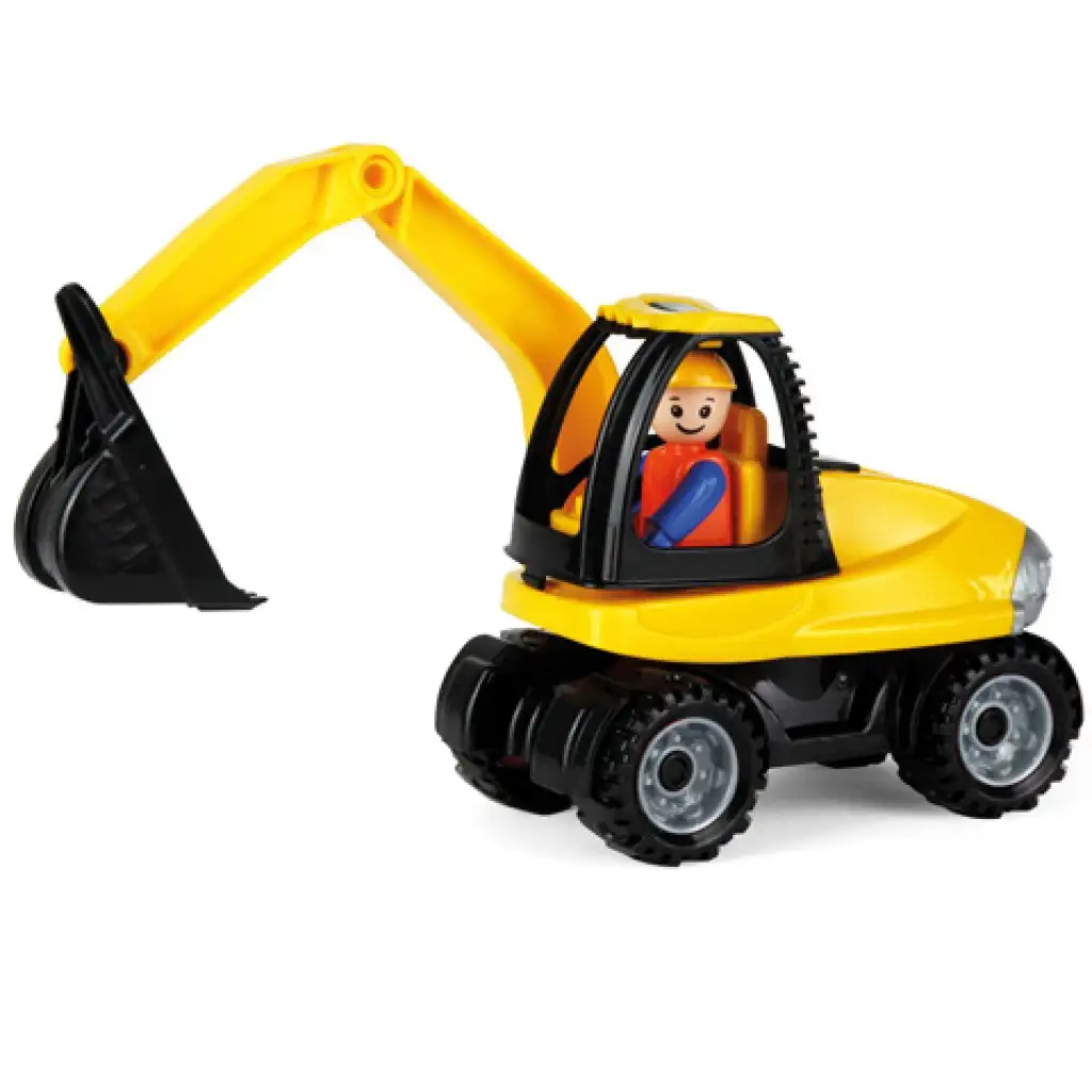 imagen de LENA: Camiónes excavadora con figura 25cm 1