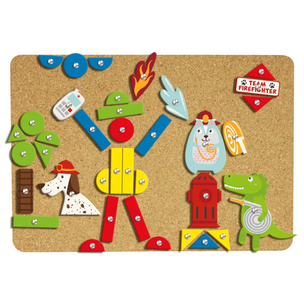 imagen de LENA: Juego de tablero de corcho con martillo - Bomberos 3