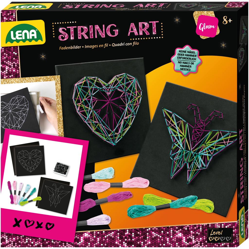 imagen de LENA: Set de creación de imágenes de hilo con diseño de mariposa y corazón 1