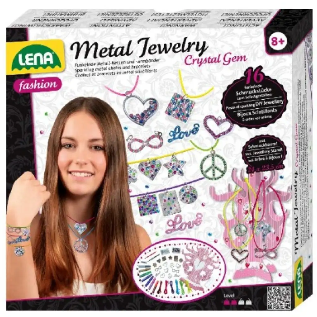 imagen de LENA: Set de joyería con medallas de metal y cristales 1