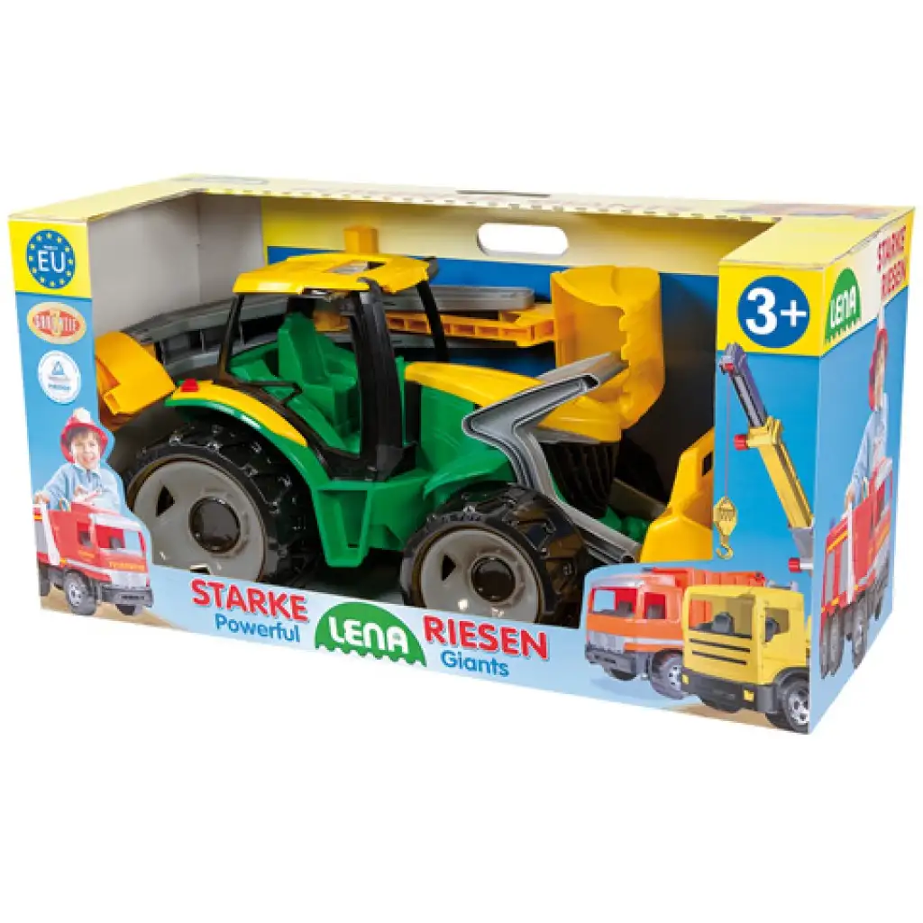 imagen de LENA: Tractor gigante con cargadora frontal y pala amarilla/verde 65cm 2