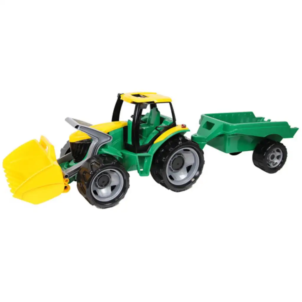 imagen de LENA: Tractor gigante con pala cargadora y remolque verde/amarillo 108cm 1