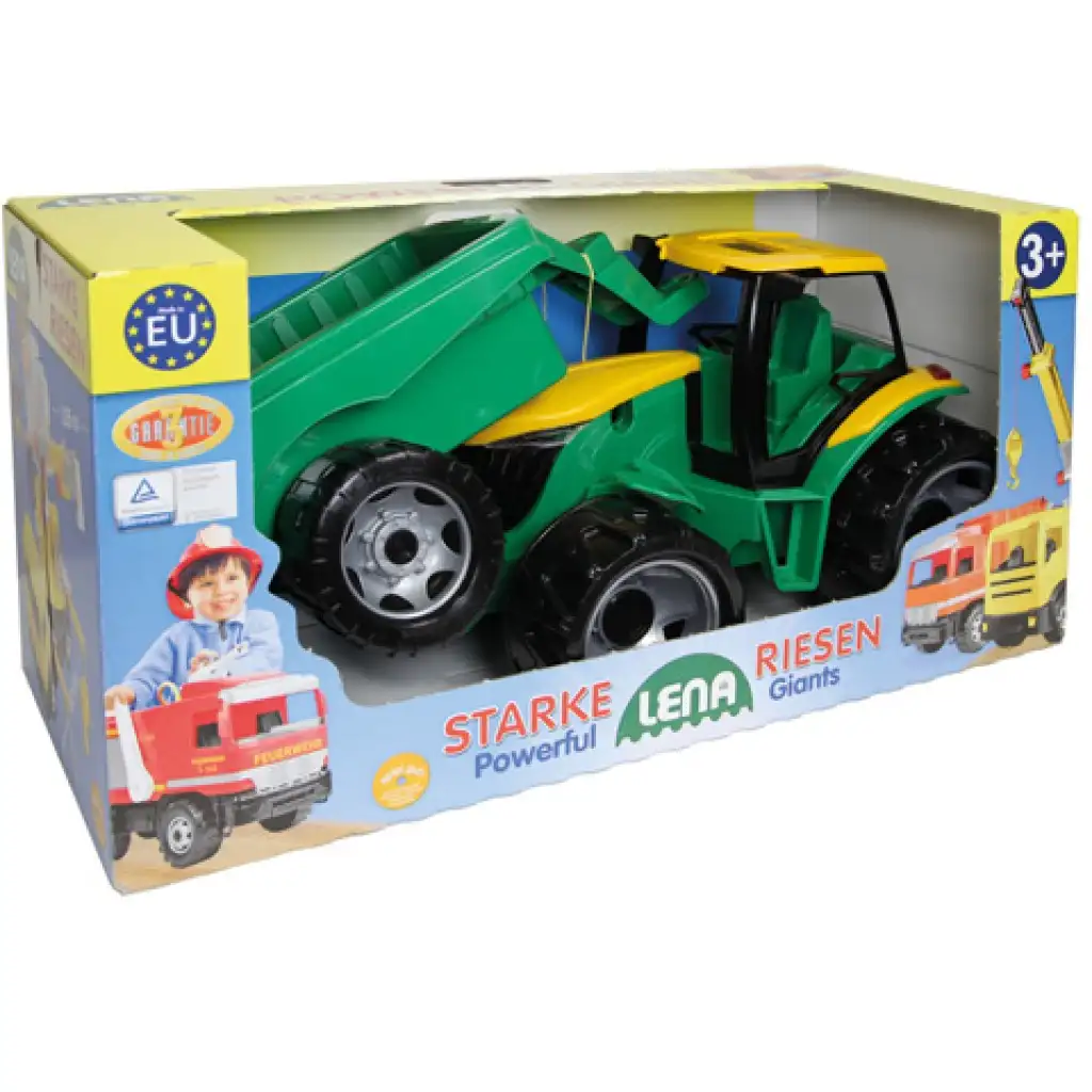 imagen de LENA: Tractor gigante con remolque verde/amarillo 93cm 2