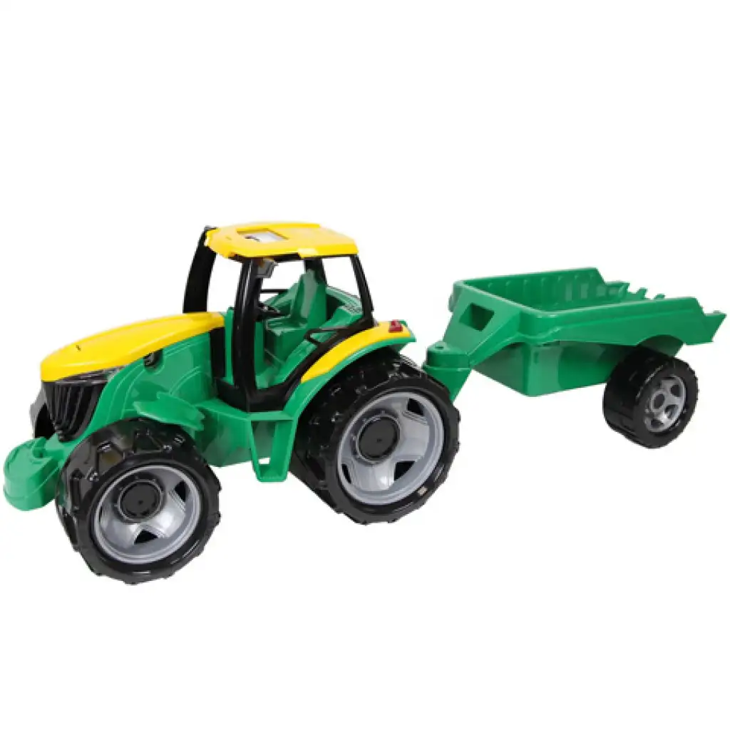 imagen de LENA: Tractor gigante con remolque verde/amarillo 93cm 1