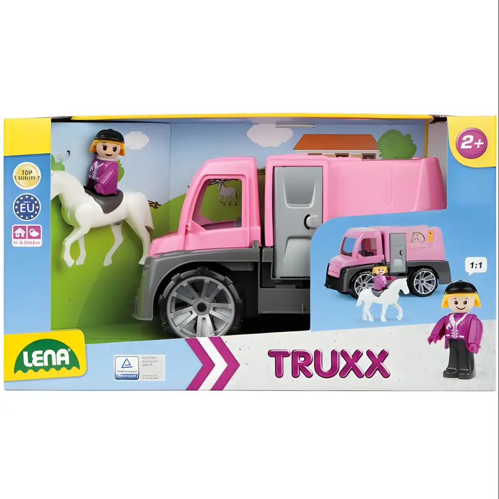 imagen de LENA: Truxx Camión Rosa de Transporte de Caballos con Caballo y Figura 1