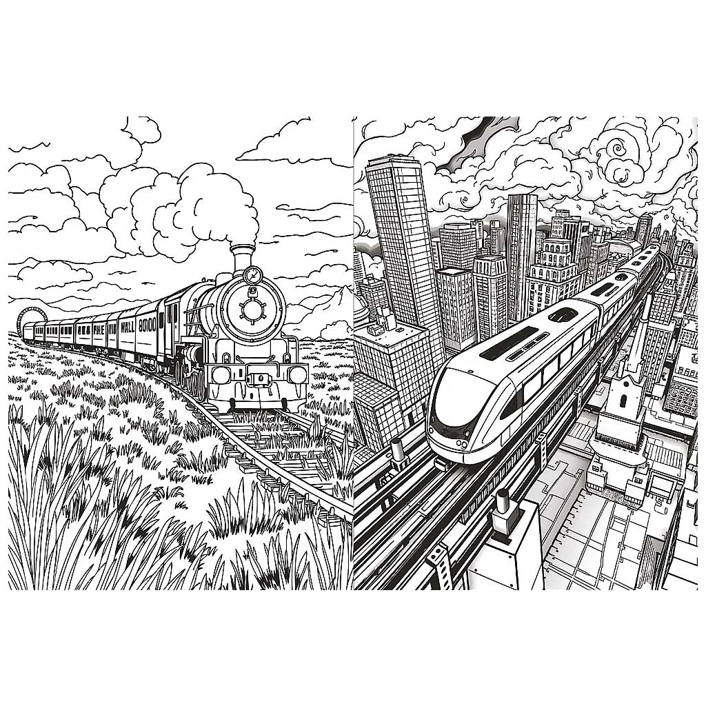 imagen de Libro para colorear de trenes y aviones - Trefl 2