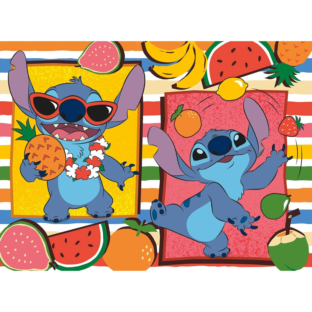 imagen de Lilo y Stitch aventura frutal 2 en 1 48 piezas Eco mini puzzle y colorear 35x25cm - Lisciani 2