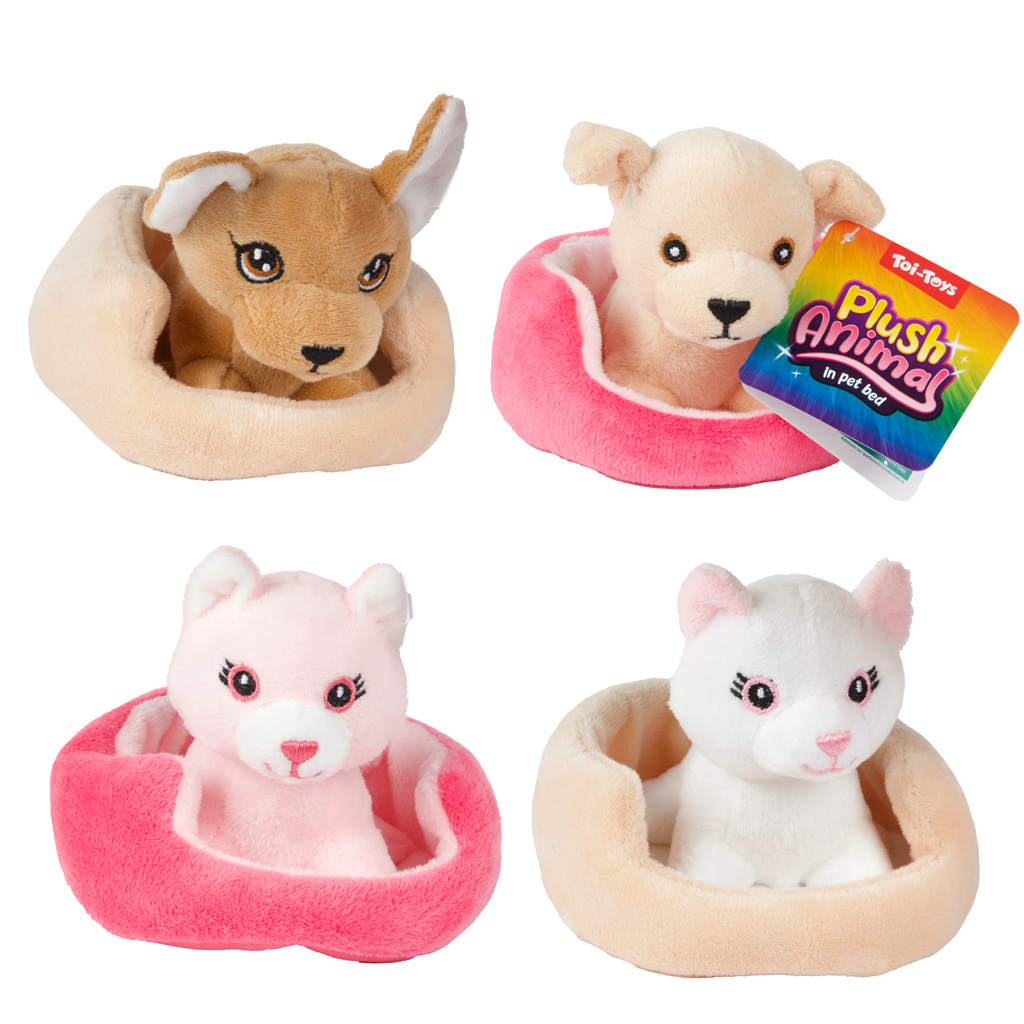imagen de Lindos animales de peluche con cama en varias versiones 1ud 1