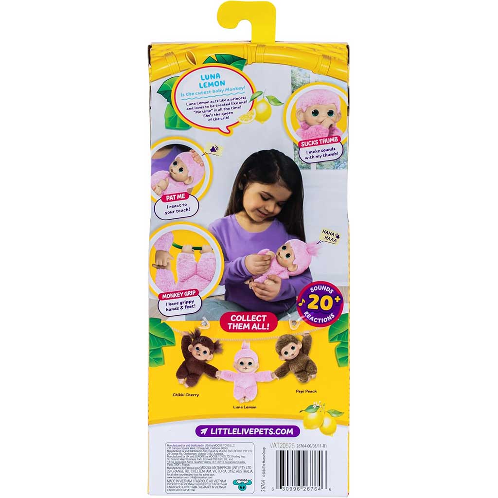 imagen de Little Live Pets: Mini Maki Luna Lemon mono rosa interactivo 3