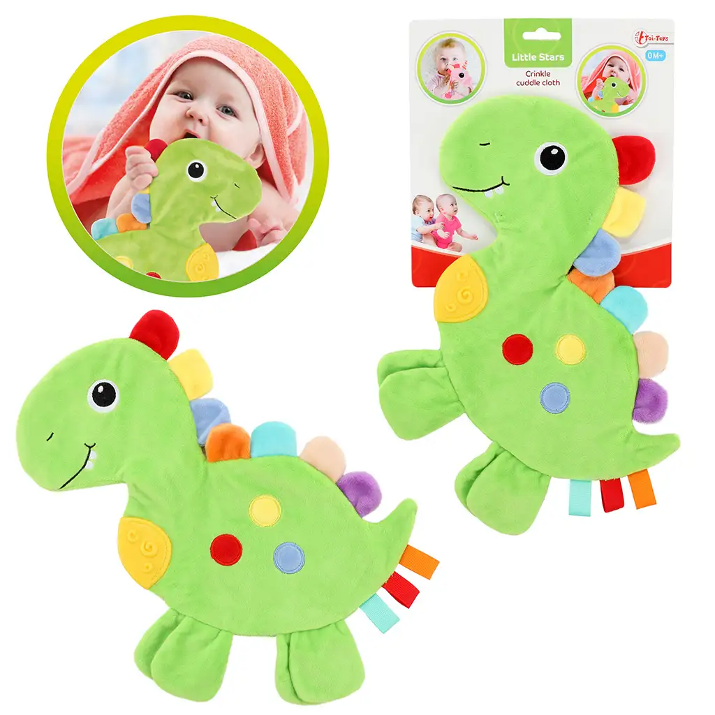 imagen de Little Stars: Babero de mordedor con dinosaurios y sonajero 1