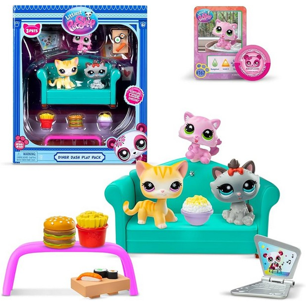 imagen de Littlest Pet Shop: Diner Dash set de juego de 3 piezas con figuras de gatos 1