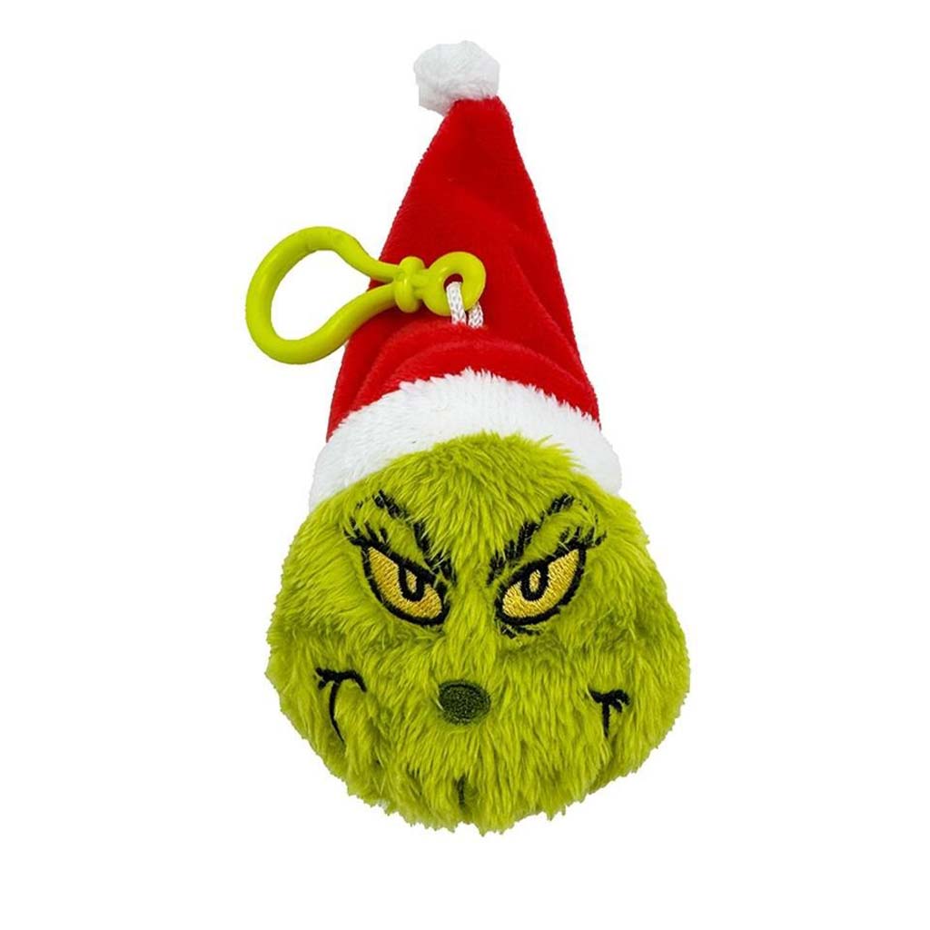 imagen de Llaverito de peluche del Grinch con gorro de Papá Noel de 8 cm 1