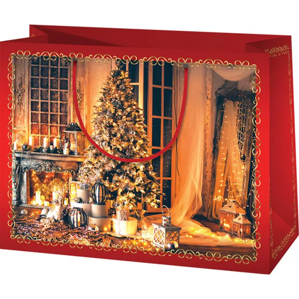 imagen de Llegó la Navidad bolsa de regalo exclusiva de tamaño mediano 18x10x23cm 1