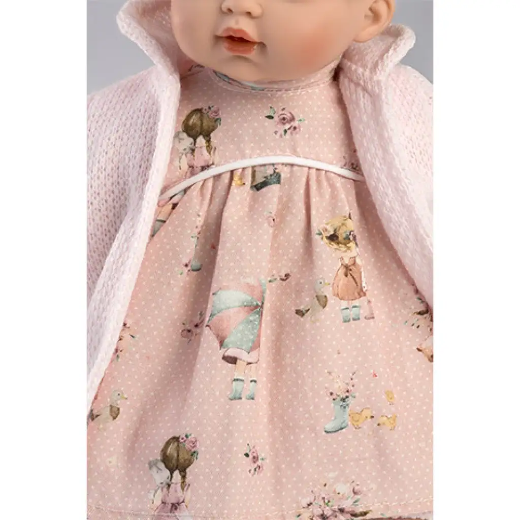 imagen de Llorens: Aitana muñeca llorona con chupete, en cárdigan rosa de 33 cm 3