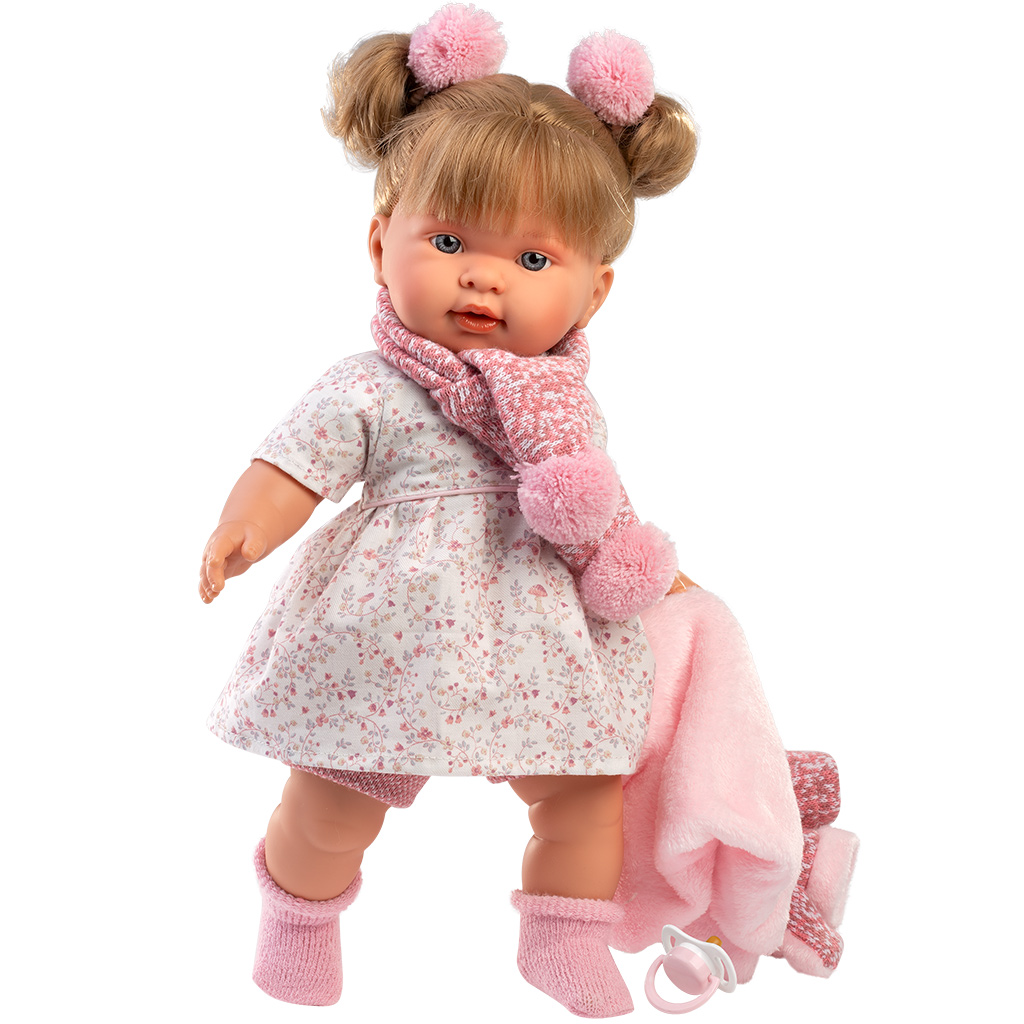 imagen de Llorens: Alexandra muñeca llorona de 42 cm con chupete en abrigo rosa 3
