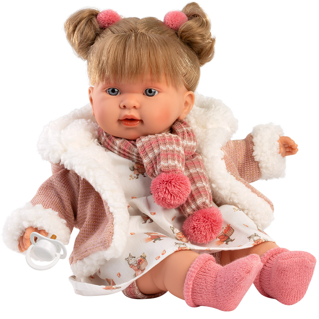 imagen de Llorens: Alexandra muñeca llorona de 42 cm con chupete en ropa de animales 3