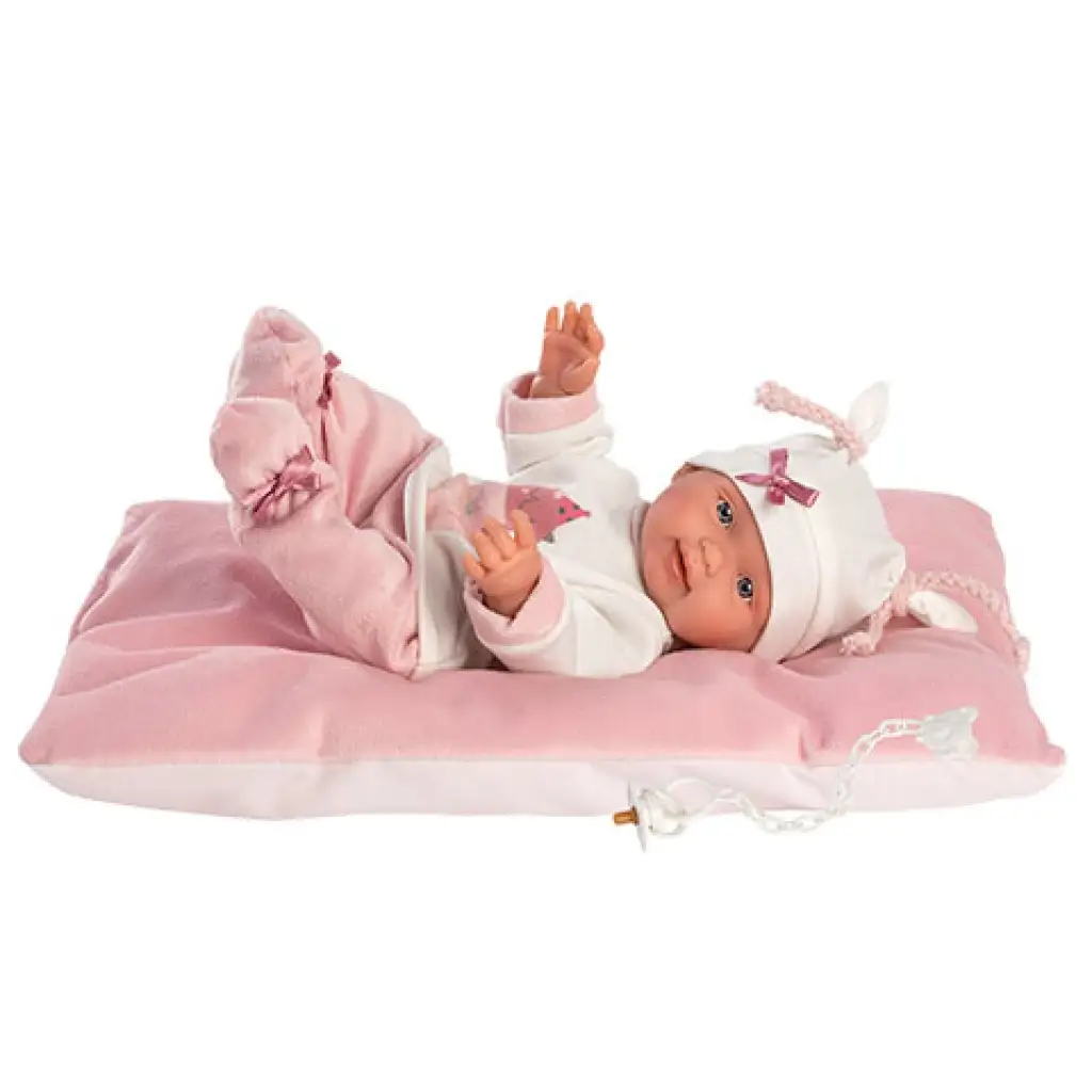imagen de Llorens: Bebita recién nacida de 26cm con almohada rosa 1