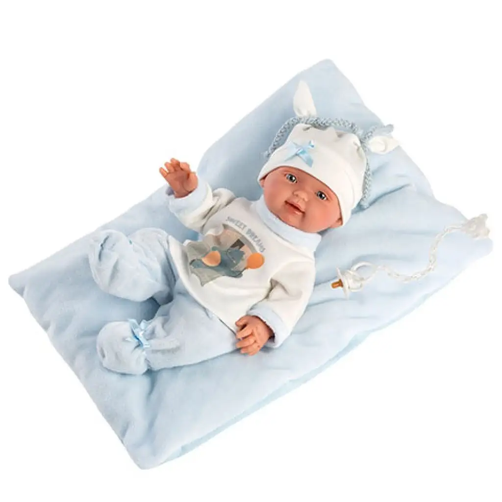 imagen de Llorens: Bebito recién nacido de 26cm con almohada azul 1