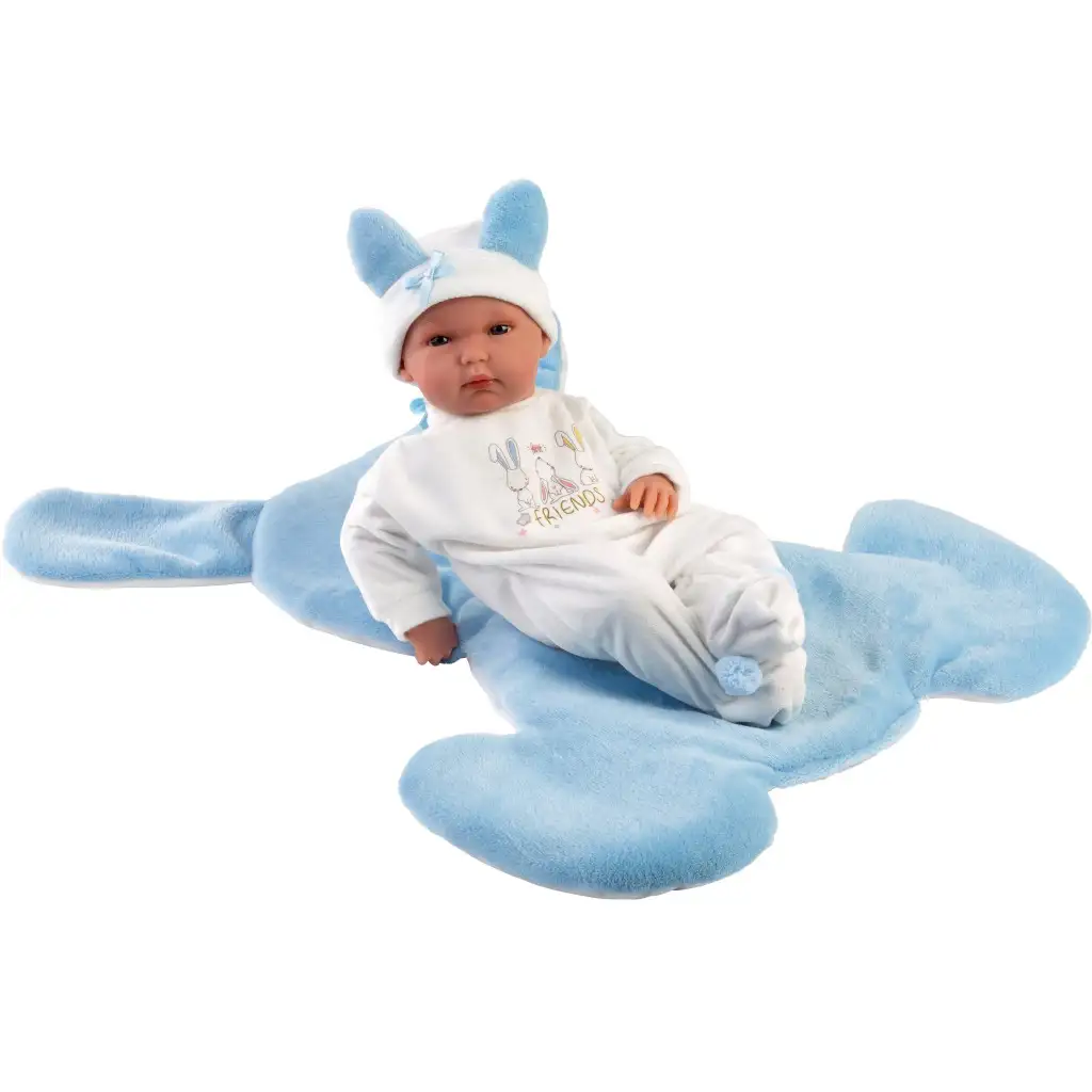 imagen de Llorens: Bimba muñeca de 35 cm con saco de dormir de conejito azul 2