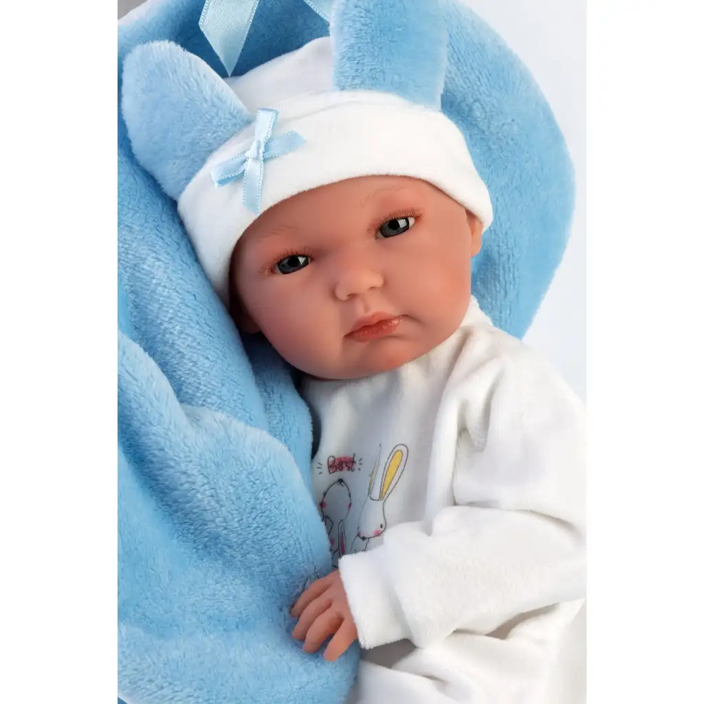 imagen de Llorens: Bimba muñeca de 35 cm con saco de dormir de conejito azul 3