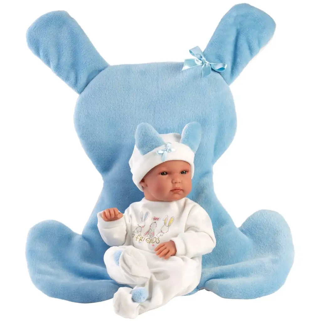 imagen de Llorens: Bimba muñeca de 35 cm con saco de dormir de conejito azul 1