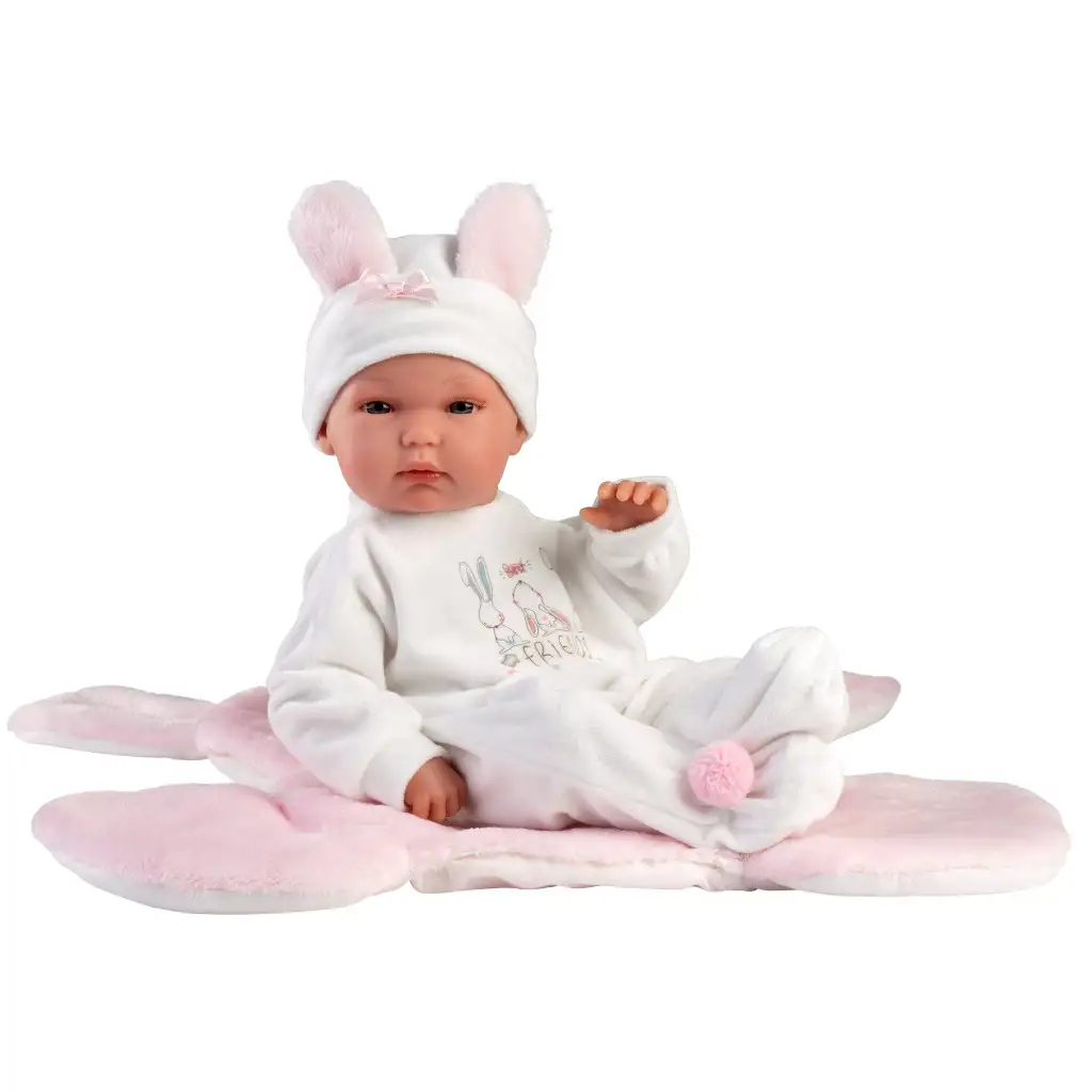 imagen de Llorens: Bimba muñeca de 35 cm con saco de dormir rosa con conejitos 2