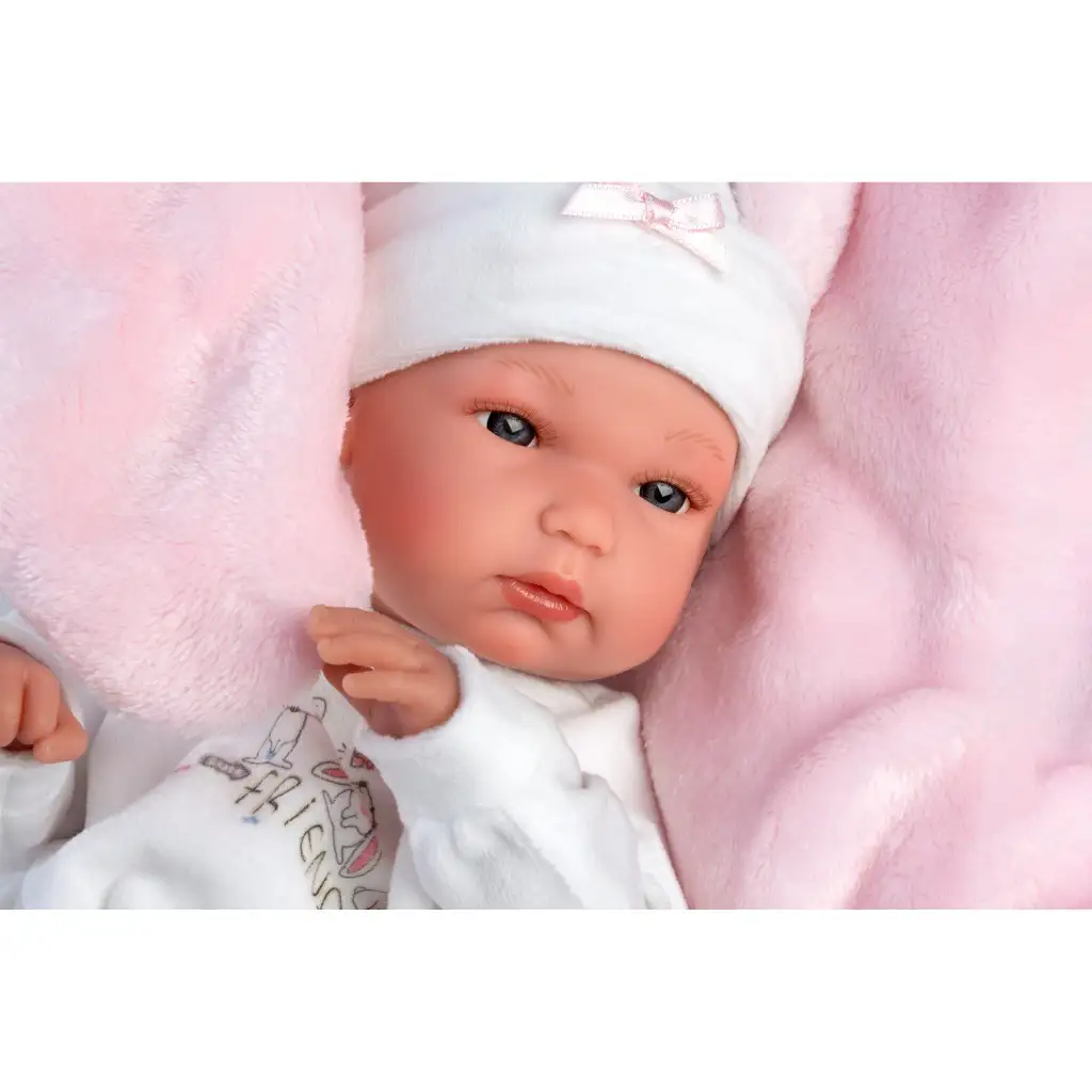 imagen de Llorens: Bimba muñeca de 35 cm con saco de dormir rosa con conejitos 3